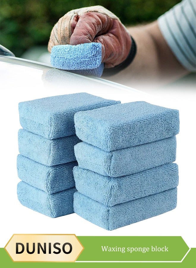 DUNISO 8 Pieces of Microfiber Wax Applicator Pads，car sponge polishing pad, cleaning pad, reusable, suitable for car cleaning and fine polishing, 20 * 15cm, blue - Image 1