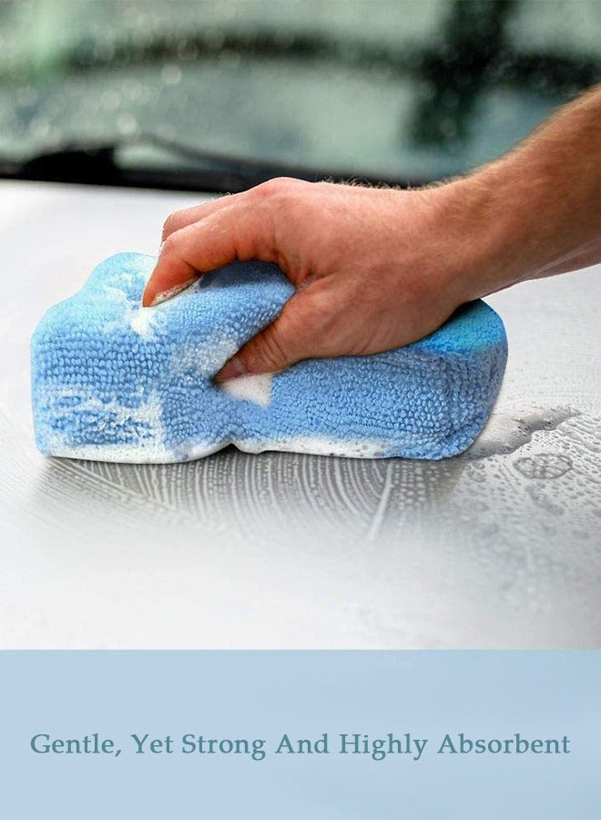DUNISO 8 Pieces of Microfiber Wax Applicator Pads，car sponge polishing pad, cleaning pad, reusable, suitable for car cleaning and fine polishing, 20 * 15cm, blue - Image 4