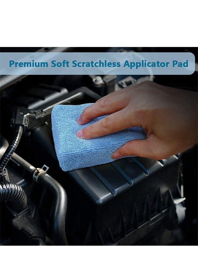 DUNISO 8 Pieces of Microfiber Wax Applicator Pads，car sponge polishing pad, cleaning pad, reusable, suitable for car cleaning and fine polishing, 20 * 15cm, blue - Image 3
