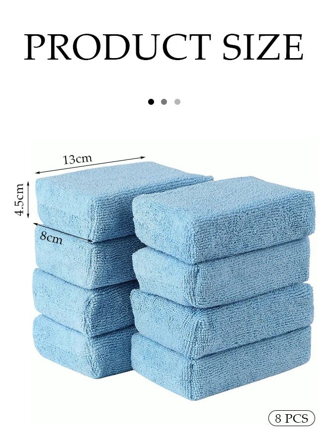 DUNISO 8 Pieces of Microfiber Wax Applicator Pads，car sponge polishing pad, cleaning pad, reusable, suitable for car cleaning and fine polishing, 20 * 15cm, blue - Image 2
