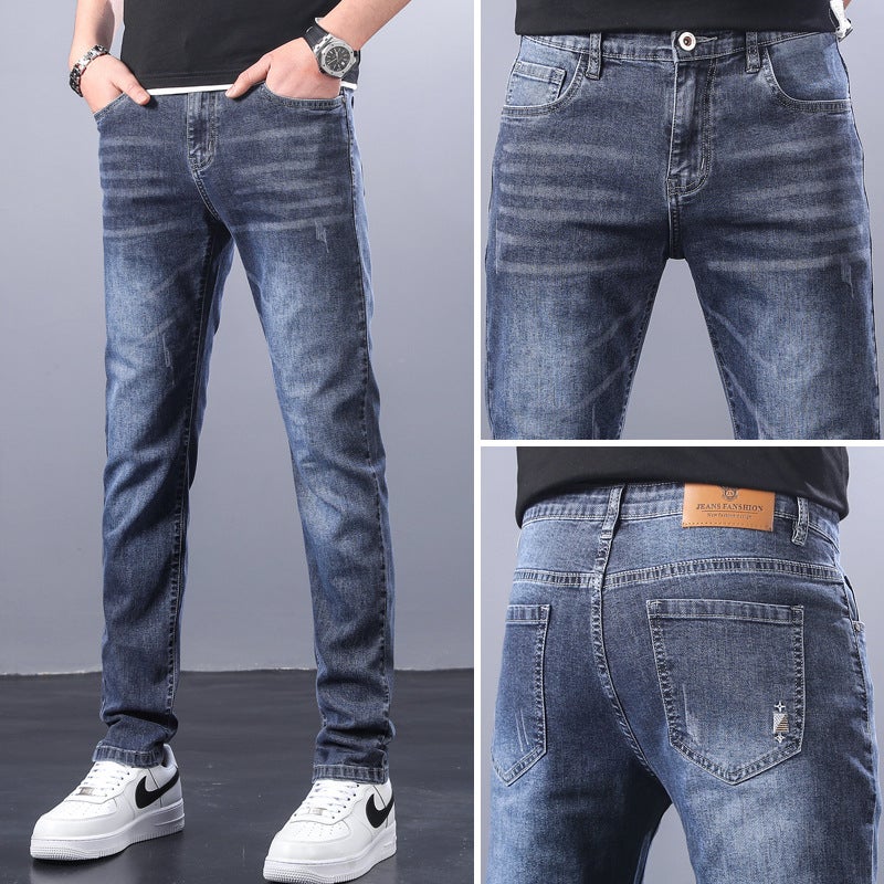 Generic Classic high-end jeans supply Four Seasons mens Stretch Slim-fit long jeans one-piece delivery pants men 887# - Image 2