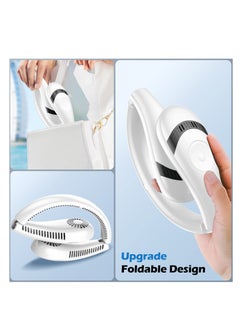 Generic Neck Fan, 5000mAh Foldable Bladeless Fan 360° Cooling Wearable Personal Fan, Rechargeable Hand-free Neck Fan with 3-Speed, For Outdoor/Home/Office/School/Camping (White)  - Image 4