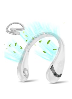 Generic Neck Fan, 5000mAh Foldable Bladeless Fan 360° Cooling Wearable Personal Fan, Rechargeable Hand-free Neck Fan with 3-Speed, For Outdoor/Home/Office/School/Camping (White)  - Image 1
