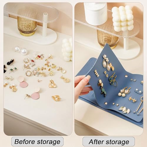 YouBella Jewellery Organiser Makeup Cosmetics Organiser Portable Folding Storage Box Case with Dividers Container for Rings, Earrings, Necklace Home Organizer (Blue) - Image 5