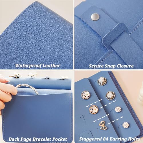 YouBella Jewellery Organiser Makeup Cosmetics Organiser Portable Folding Storage Box Case with Dividers Container for Rings, Earrings, Necklace Home Organizer (Blue) - Image 4
