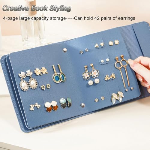 YouBella Jewellery Organiser Makeup Cosmetics Organiser Portable Folding Storage Box Case with Dividers Container for Rings, Earrings, Necklace Home Organizer (Blue) - Image 2