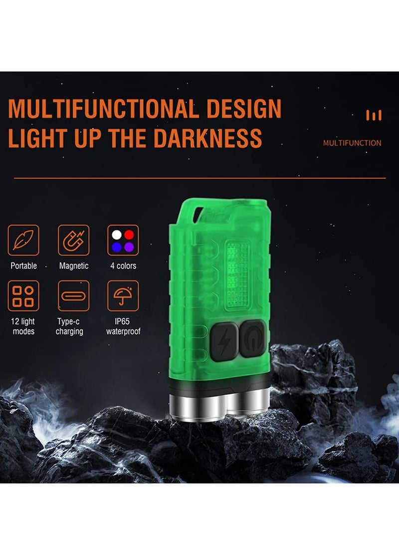 Generic - Mini Flashlight, LED Keychain Flashlight, Pocket Light with 5-Level Brightness 4-Color Light Source for Camping, Hiking, Emergency Use - Image 1