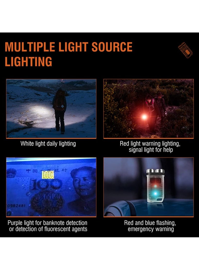 Generic - Mini Flashlight, LED Keychain Flashlight, Pocket Light with 5-Level Brightness 4-Color Light Source for Camping, Hiking, Emergency Use - Image 1