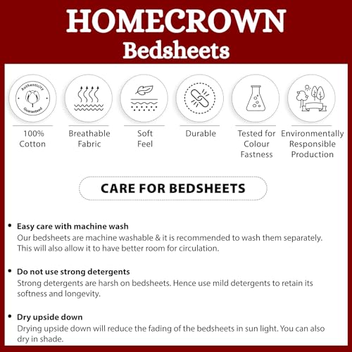 HOMECROWN Microfiber Soft Cotton King Size Double Bedsheet Set with 2 Pillow Covers – Elegant Satin Striped Design (90x100 inches) Ideal for Home, Hotels, and Guest Rooms – Maroon Color - Image 5