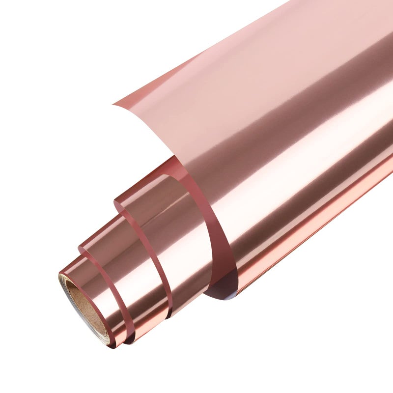 Gatichetta Metallic HTV 12 X 6ft Heat Transfer Vinyl Roll Rose Gold Foil Iron On Vinyl for Tshirt Compatible with All Cutting Machines