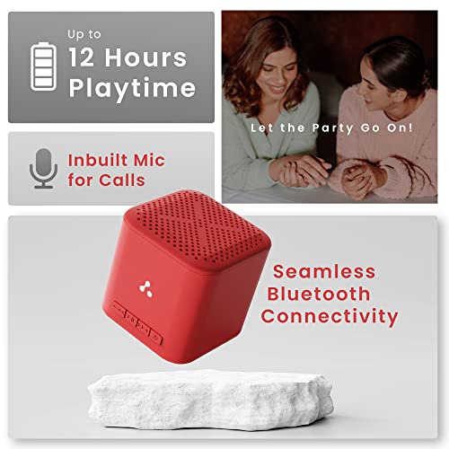 Ambrane 5W Wireless Bluetooth Mini Speaker with 12Hrs Playtime, Immersive Sound, 40mm Driver, Bluetooth V5.1 Strong Connectivity, Portable Design, Integrated Music & Call Control (Cube +, Red) - Image 3