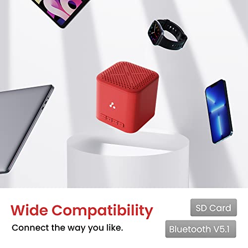 Ambrane 5W Wireless Bluetooth Mini Speaker with 12Hrs Playtime, Immersive Sound, 40mm Driver, Bluetooth V5.1 Strong Connectivity, Portable Design, Integrated Music & Call Control (Cube +, Red) - Image 4