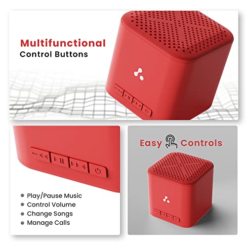 Ambrane 5W Wireless Bluetooth Mini Speaker with 12Hrs Playtime, Immersive Sound, 40mm Driver, Bluetooth V5.1 Strong Connectivity, Portable Design, Integrated Music & Call Control (Cube +, Red) - Image 5