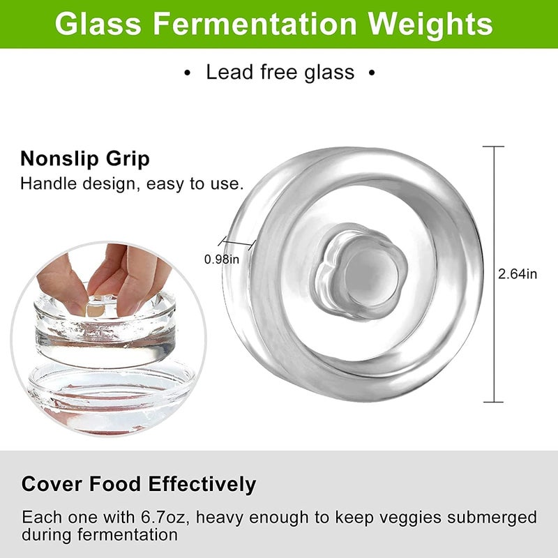 Samshow Fermentation Kit-4 Glass Fermentation Weights,4 Fermenting Lids,4 airlocks,4 Silicone Rings,5 Silicone Grommet for Wide Mouth Mason Jar for Sauerkraut,Vegetables and Other Fermented Food - Image 2