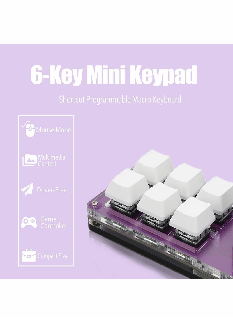 Y&D - KASTWAVE Mini Keypad One Handed Mechanical Gaming Keyboard, Multifunctional Shortcut Programmable Macro with Knob, Plug and Play, for Windows, Vista, Linux, Macos (6-Key) - Image 1