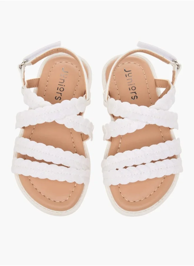 JUNIORS Girls Glitter Detail Sandals With Hook And Loop Closure Ramadan Collection