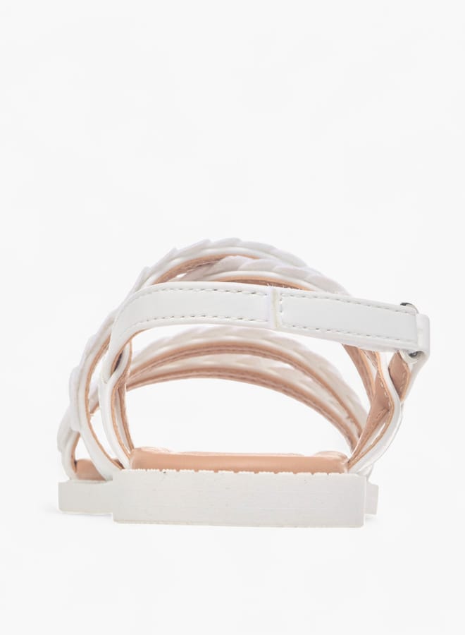 جونيورز صنادل بناتي بتفاصيل لامعة وإغلاق بشريط لاصق - Image 4