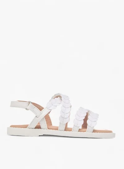 JUNIORS Girls Glitter Detail Sandals With Hook And Loop Closure