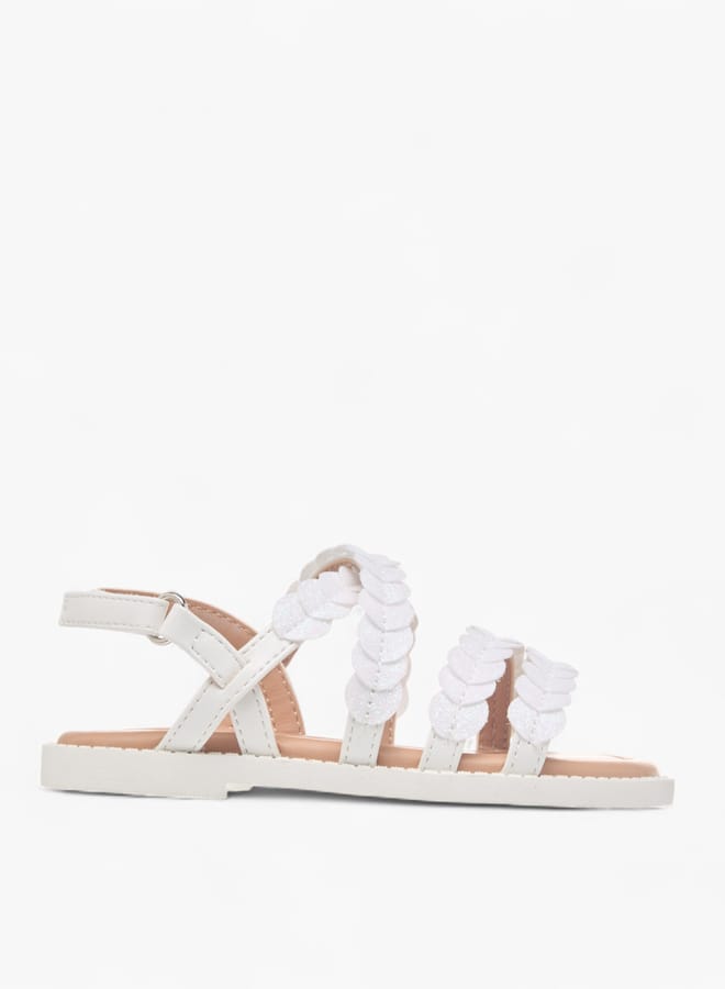 جونيورز صنادل بناتي بتفاصيل لامعة وإغلاق بشريط لاصق - Image 1