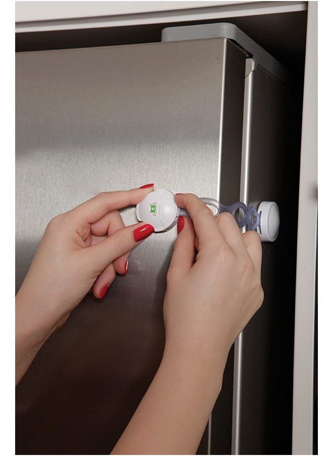 dreambaby Dreambaby Ezy-Check Multi-Use Latch - Child Safety Locks for Cabinets, Fridge, & Cupboards - with Adhesive Backing - White (3 Pack)  - Image 3