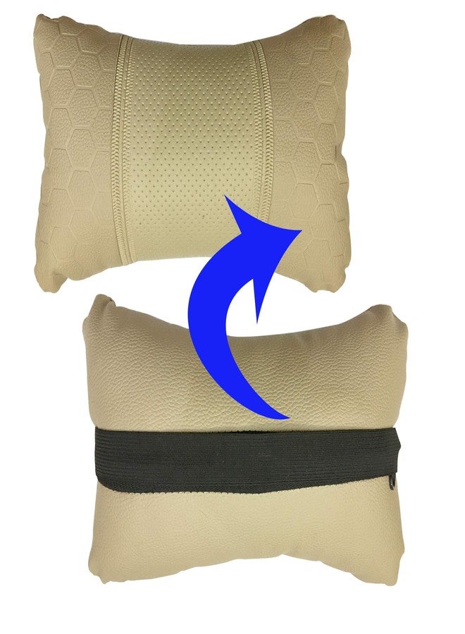 PulGos Beige Leathertte Material Neck Rest Cushion in Football Design for Car (Pair of 2)_762 - Image 4