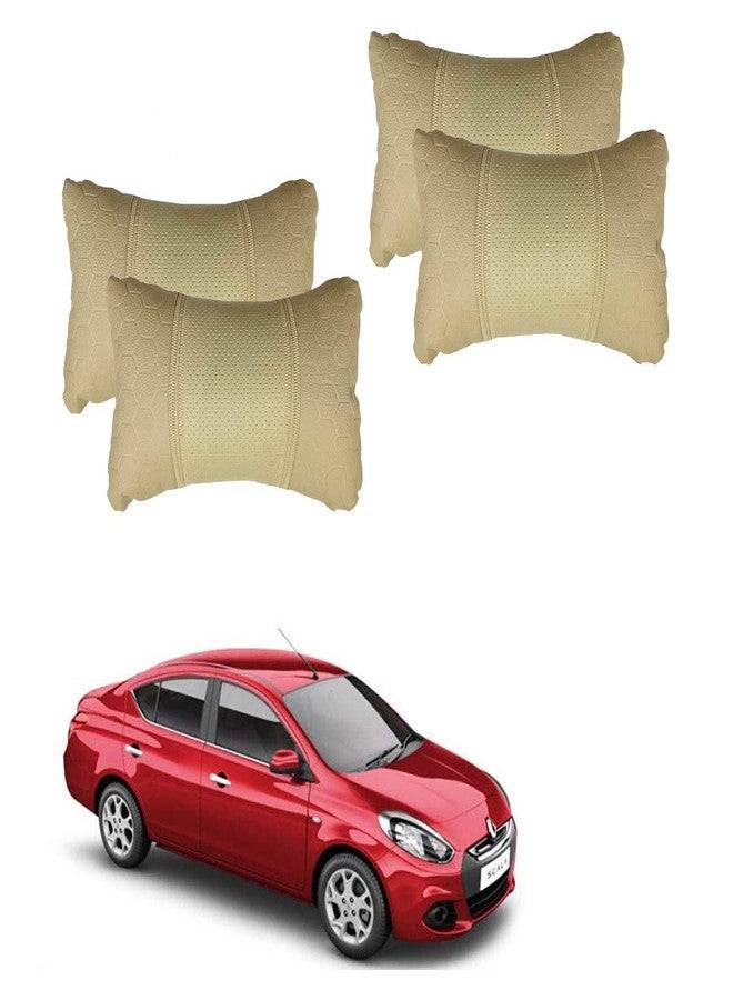 PulGos Beige Leathertte Material Neck Rest Cushion in Football Design for Car (Pair of 2)_762 - Image 1