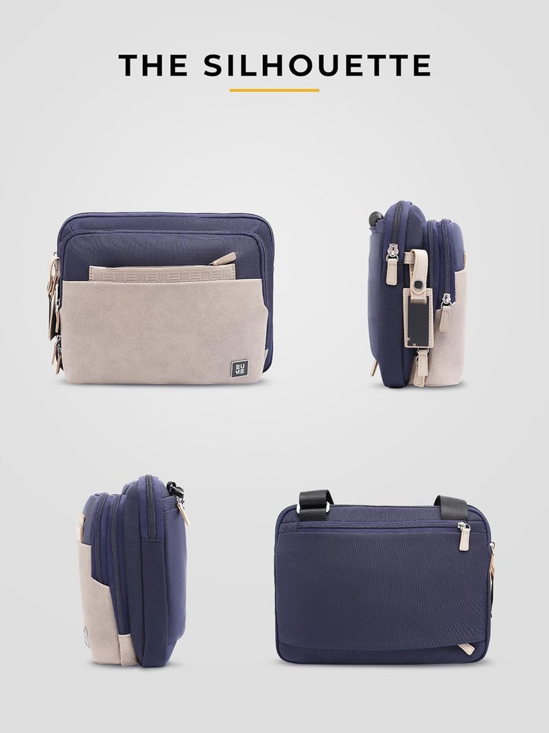 EUME Workport Tablet Sling Bag for Men | Office Bag for Men & Women | With Padded Compartment | Vegan Leather & Nylon Fabric | Fits MacBook Air 13", iPad 7L & Tablets Up to 13" - Image 4