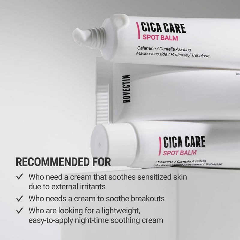 ROVECTIN Cica Care Face Balm - Immediate Redness Relief Face Moisturizer for Acne Prone, Sensitive Skin | Spots, Scar Reducing with Calamine and Madecassoside | Vegan, Korean Skincare(1.4 fl oz) - Image 3