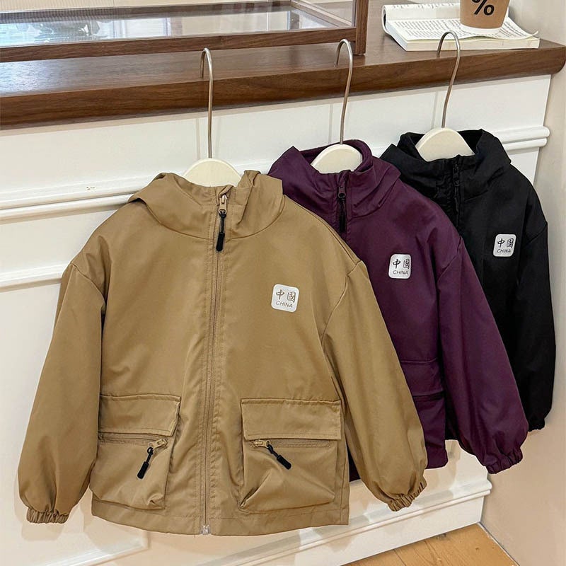 Boys' Fleece-Lined Hooded Jacket Children'S Charge Jacket Sports Jacket Three-In-One Spring Autumn Winter Three-Season Jacket - Image 2