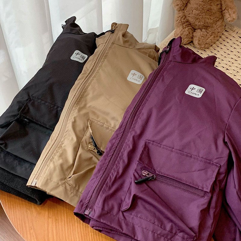 Boys' Fleece-Lined Hooded Jacket Children'S Charge Jacket Sports Jacket Three-In-One Spring Autumn Winter Three-Season Jacket - Image 3
