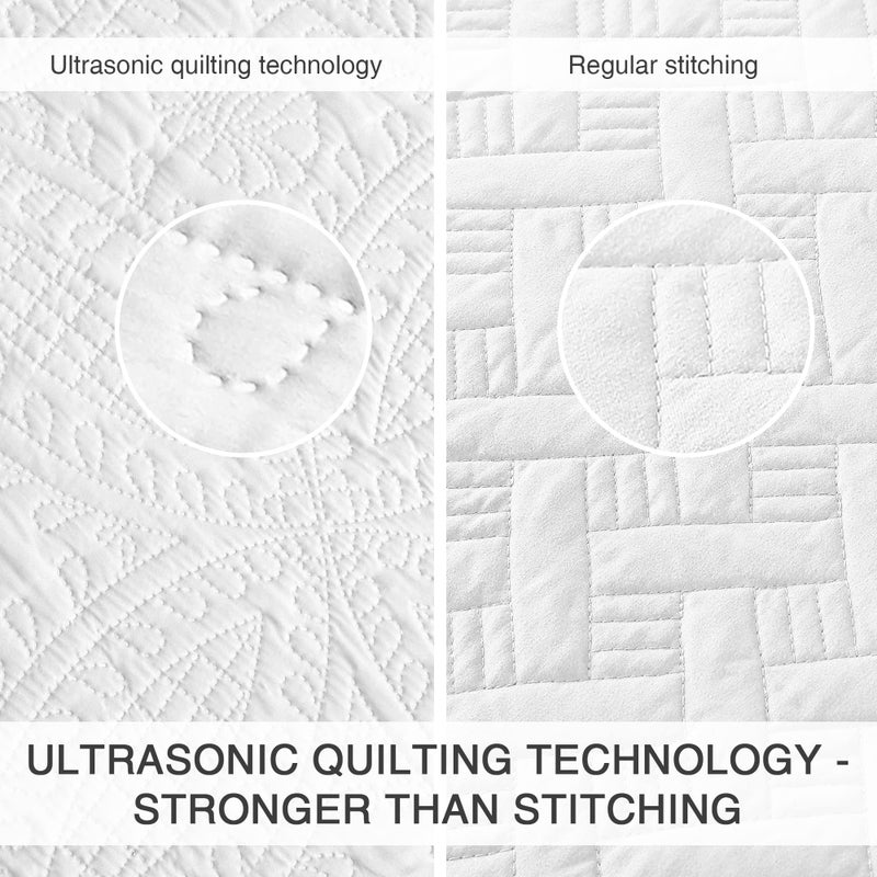 Love's cabin Love's cabin King Size Quilt Set White Bedspreads - Soft Bed Summer Quilt Lightweight Microfiber - Modern Style Coin Pattern Coverlet for All Season - 3 Piece (1 Quilt, 2 Pillow Shams)  - Image 3