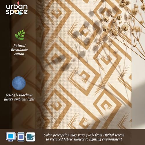 Urban Space 100% Cotton Geometric Curtains For Windows Bedroom, Home Decor, Pack Of 2 Curtain With Eyelets And Tieback (Basics Beige - Windows 5 Feet X 4 Feet), Light-filtering - Image 4