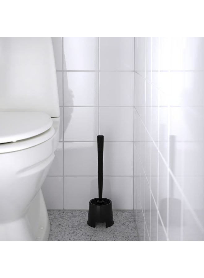 Toilet Brush with Holder, Black Durable Bathroom Cleaning Brush Set with Hygienic Stand for Toilet Cleaning - Image 2