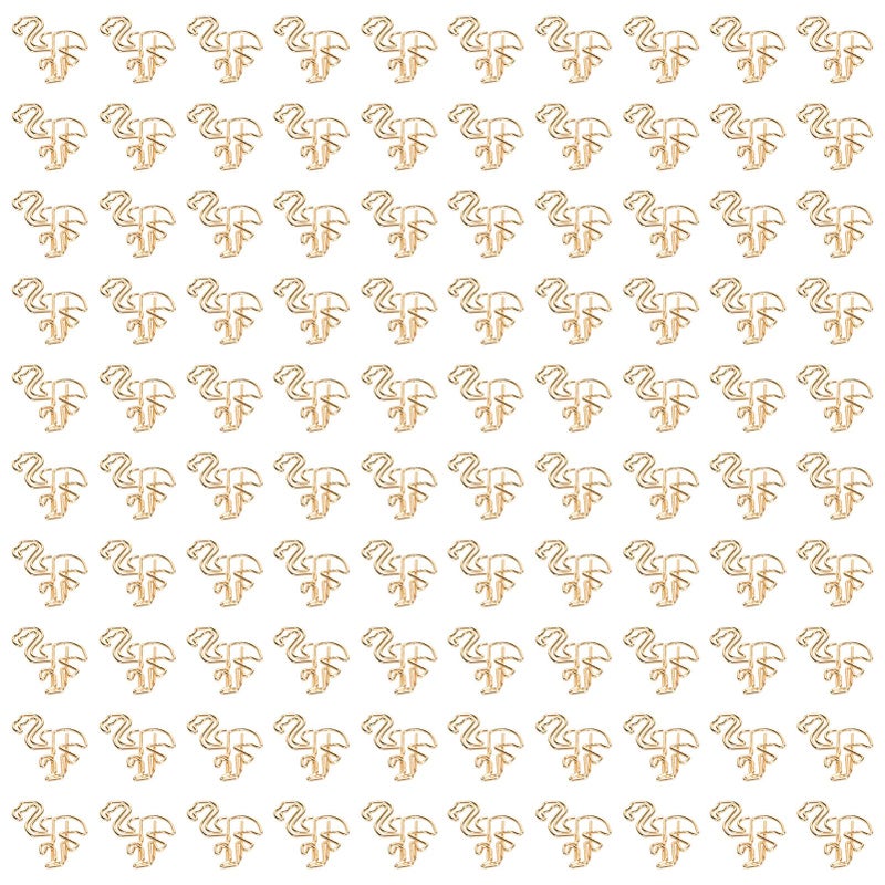 Rose Gold Flamingo Paper Clips 100pcs Cute Animal Shape Metal Clips For File Classification - Image 3