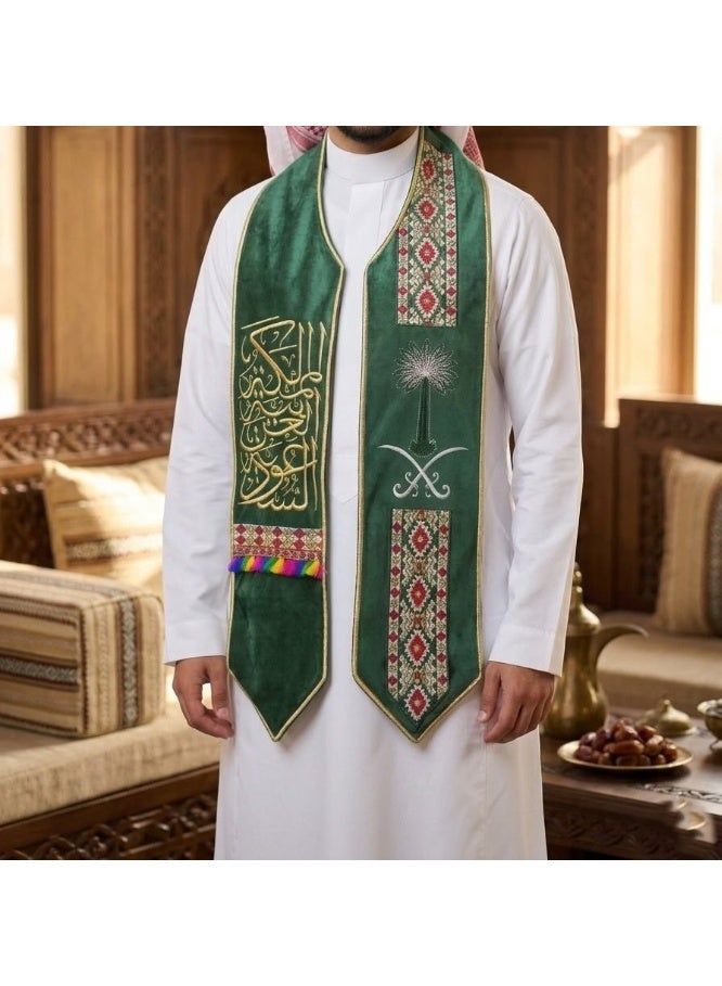 شال اليوم الوطني السعودي فخر وأناقة في احتفال المملكة المقاس يناسب الكبار والشباب - Image 1