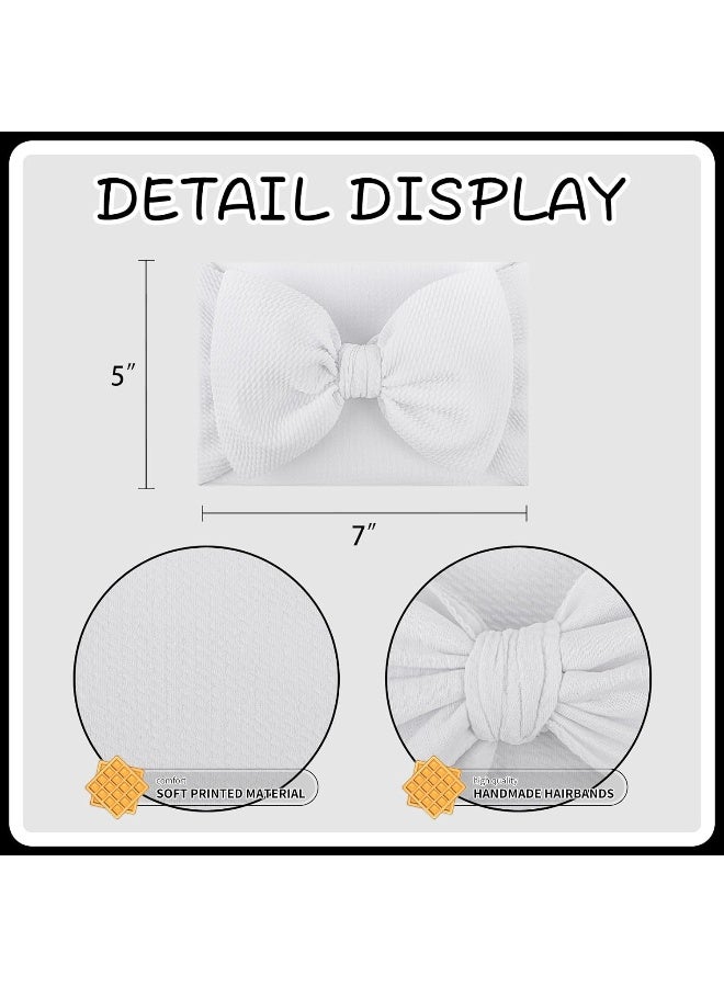 YanJie YanJie Baby 7inch Large Bows Headwrap Stretch Print Textured Fabric Top Knot Turban Headband Hair Accessories for Baby Girls 2pcs/pack (black&white)  - Image 4