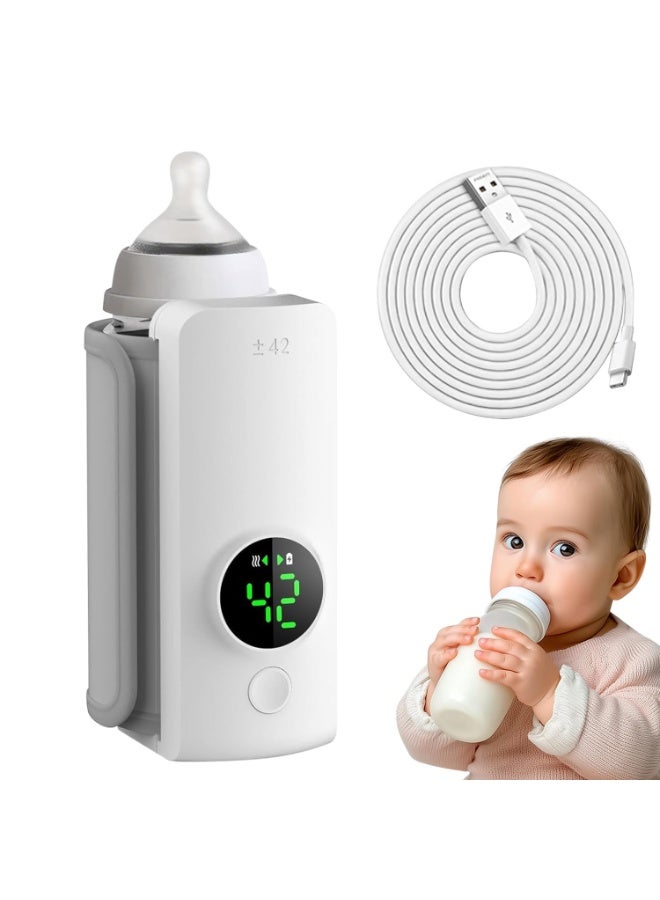 Portable Baby Bottle Warmer, Breast Milk Warmer, Rapid Warming with 6000mAh Battery-Powered Temperature Display, Waterless Milk Warming for Comfortable Baby Feeding On The Go - Image 1