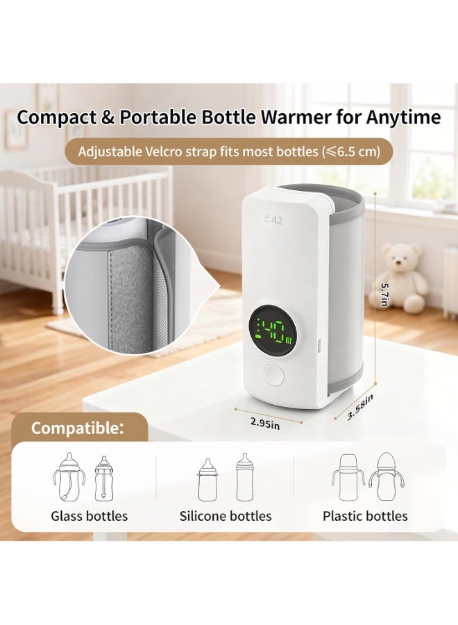 Portable Baby Bottle Warmer, Breast Milk Warmer, Rapid Warming with 6000mAh Battery-Powered Temperature Display, Waterless Milk Warming for Comfortable Baby Feeding On The Go - Image 2