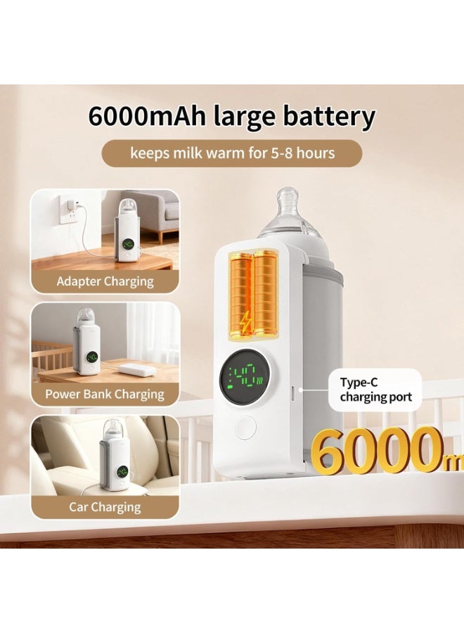 Portable Baby Bottle Warmer, Breast Milk Warmer, Rapid Warming with 6000mAh Battery-Powered Temperature Display, Waterless Milk Warming for Comfortable Baby Feeding On The Go - Image 3
