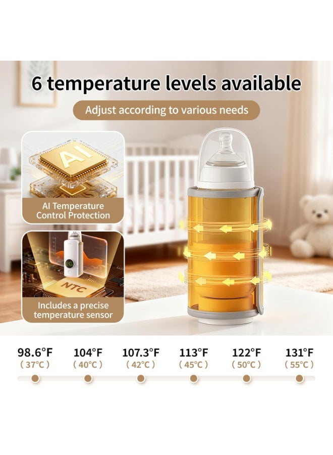 Portable Baby Bottle Warmer, Breast Milk Warmer, Rapid Warming with 6000mAh Battery-Powered Temperature Display, Waterless Milk Warming for Comfortable Baby Feeding On The Go - Image 4