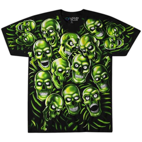 Liquid Blue unisex adult Skull Pile T-shirt T Shirt, Black, X-Large US - Image 2