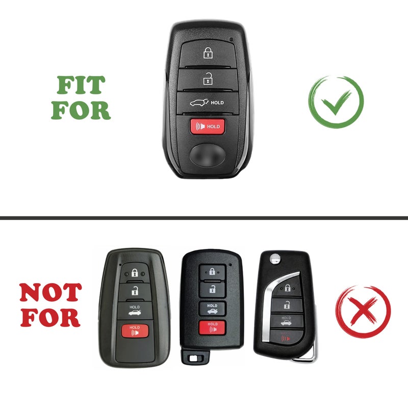 TANDRIVE Key Fob Cover for Toyota 2025 2026 Grand Highlander Corolla Cross 4Runner Land Cruiser Highlander Crown Signia Sequoia Venza 2021-2026, 4-Button, Silicone, 2-Pack, Red Button, Black - Image 2