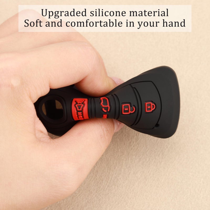 TANDRIVE Key Fob Cover for Toyota 2025 2026 Grand Highlander Corolla Cross 4Runner Land Cruiser Highlander Crown Signia Sequoia Venza 2021-2026, 4-Button, Silicone, 2-Pack, Red Button, Black - Image 5