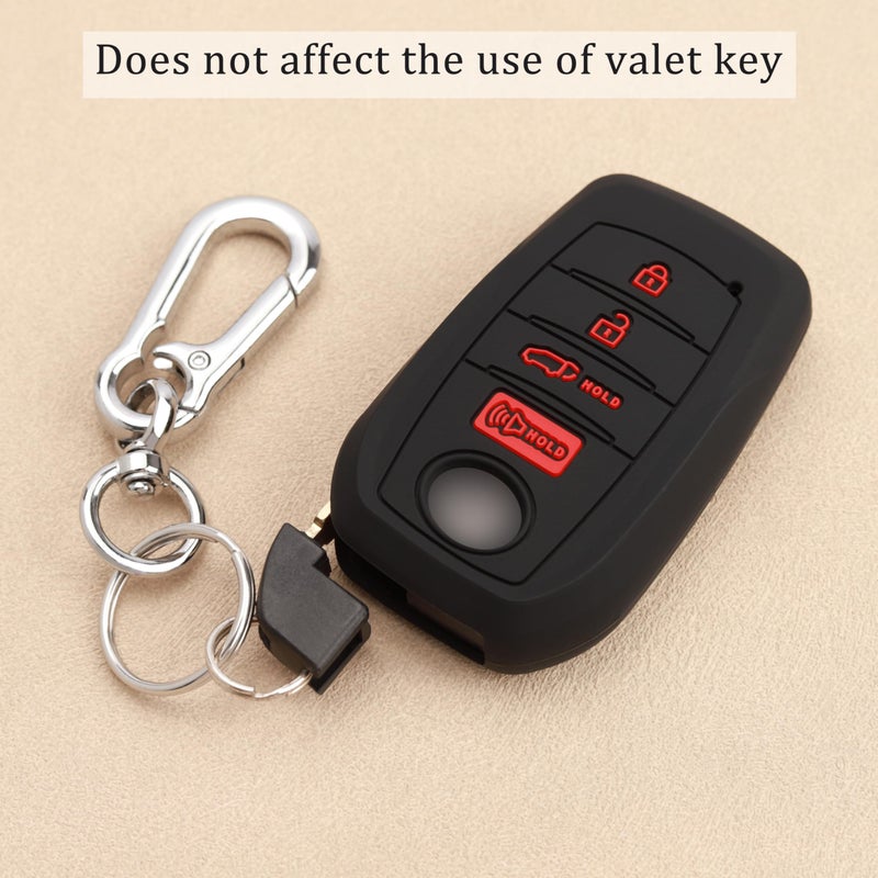 TANDRIVE Key Fob Cover for Toyota 2025 2026 Grand Highlander Corolla Cross 4Runner Land Cruiser Highlander Crown Signia Sequoia Venza 2021-2026, 4-Button, Silicone, 2-Pack, Red Button, Black - Image 3