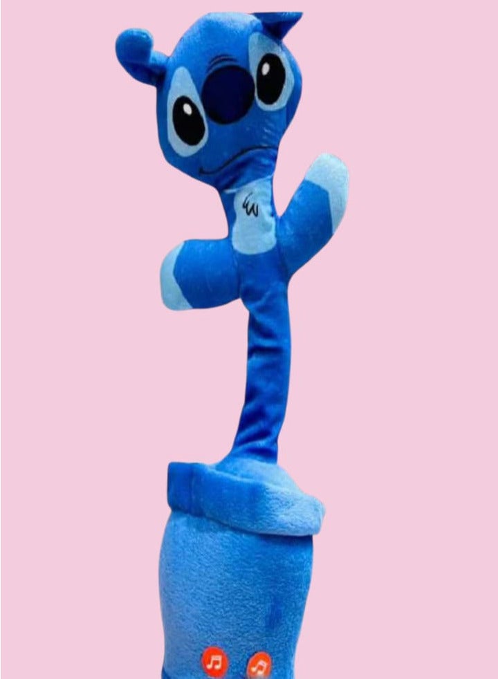 لعبة الصبّار الراقص ستيتش الراقصة التي تحاكي الصوت، موسيقى، قابلة لإعادة الشحن، لعبة الصبّار الراقصة ستيتش القطيفة (أزرق)