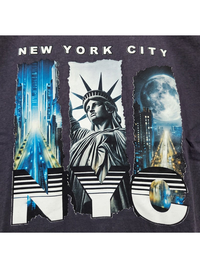 Andora "NYC" Printed Slip On Boys T-Shirt - Dark Grey - Image 4