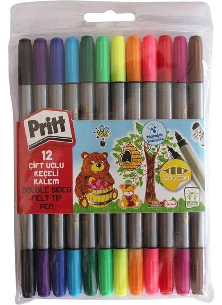 Pritt - Double Ended Felt Tip Pen 12 Colors - Image 1