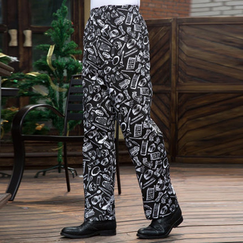 E-Commerce Version Of Catering Restaurant Chef Work Pants Elastic Waist Pants Waiter Chili Work - Image 1