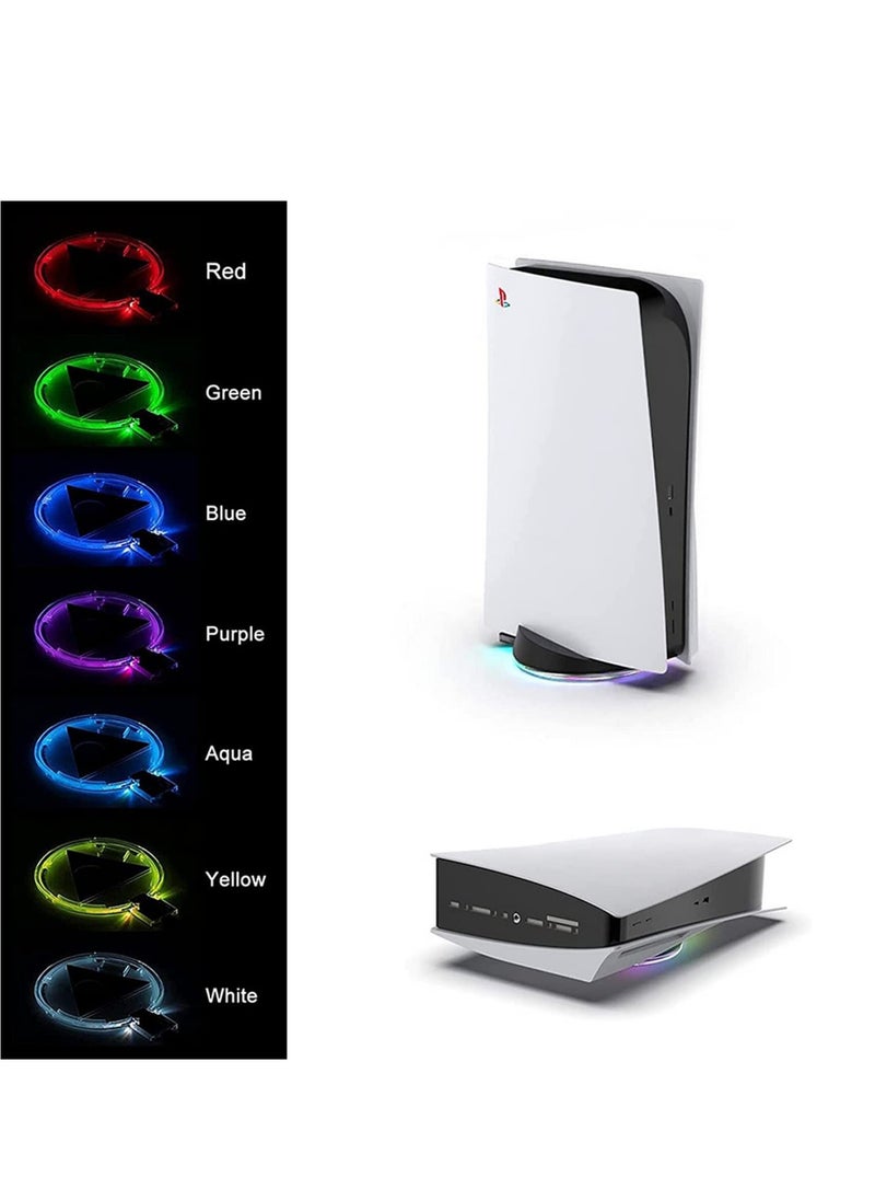 Generic - For Playstation 5 PS5 Host Vertical Stand Base LED Atmosphere RGB Luminous With 4 Mode Light Game Console Holder Accessories - Image 1