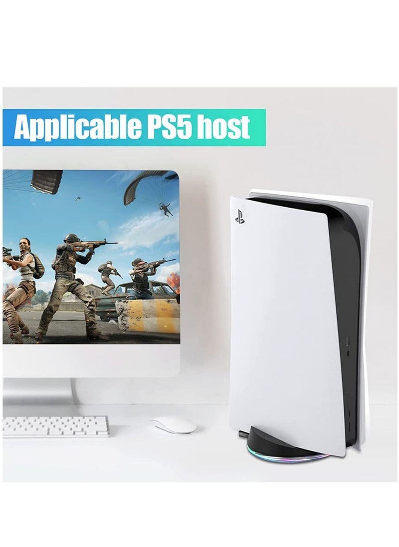 Generic - For Playstation 5 PS5 Host Vertical Stand Base LED Atmosphere RGB Luminous With 4 Mode Light Game Console Holder Accessories - Image 1